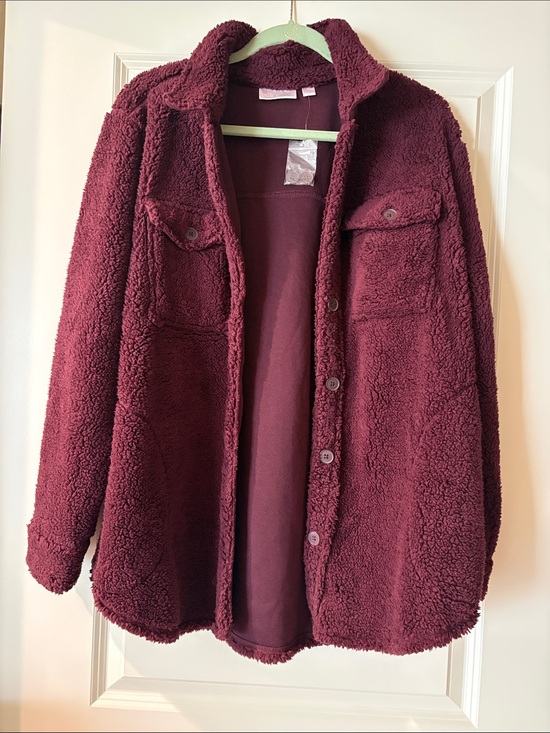 Belle by Kim Gravel Jackets & Blazers - Belle by Kim Gravel Plush Teddy Jacket in Deep Wine